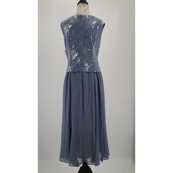 Alex Evenings Angela Firework Sequin Dress Steel Blue SZ 10 Formal Party Wedding - Picture 3 of 10